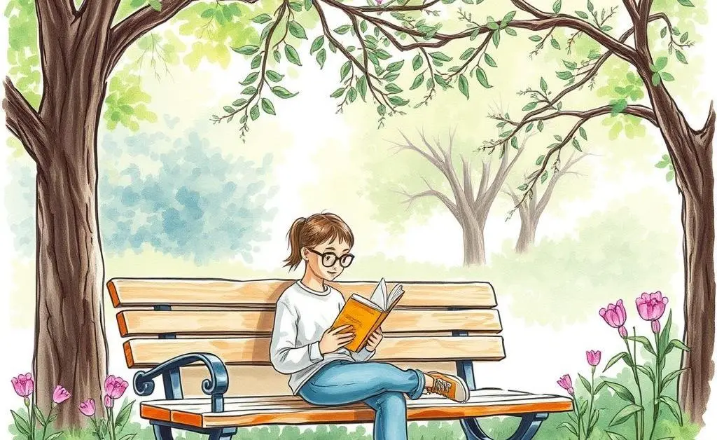 Mindful break at a park with a book