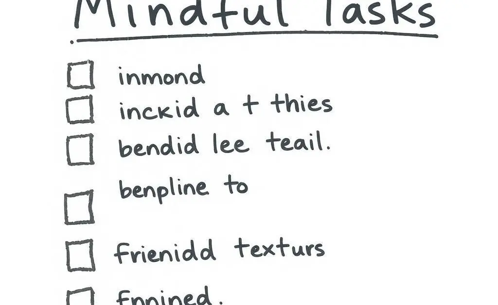 A hand-drawn checklist with boxes ticked, representing completed mindful tasks.