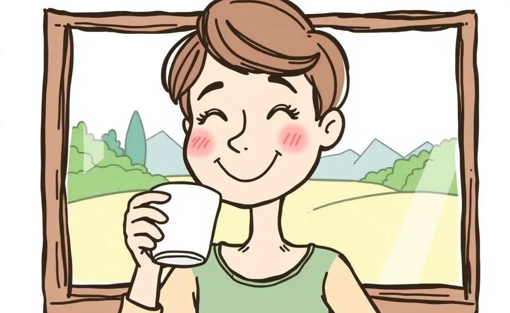 Person taking a coffee break with a view of nature