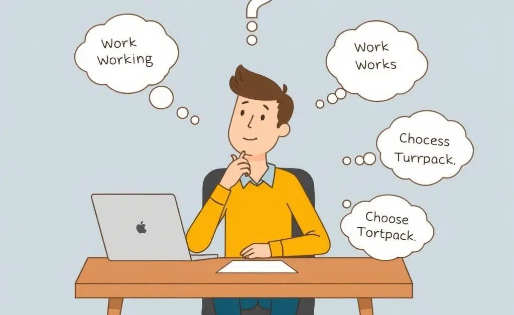 Illustration of a person making thoughtful decisions at their desk.