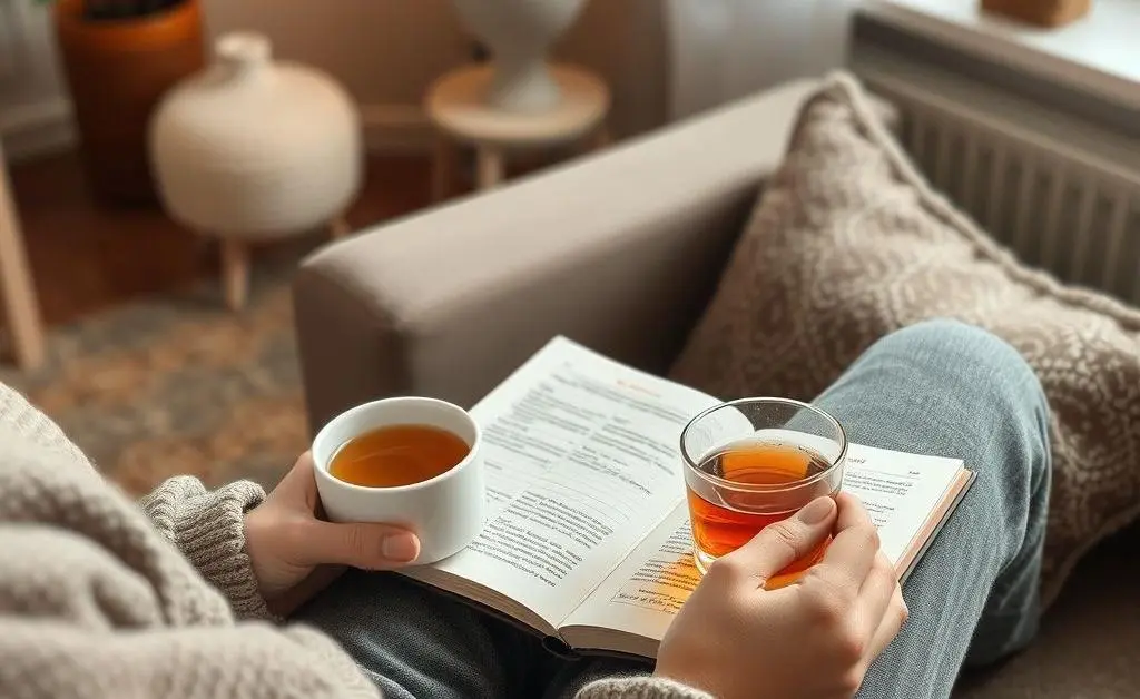 Cozy scene with a person writing in a journal