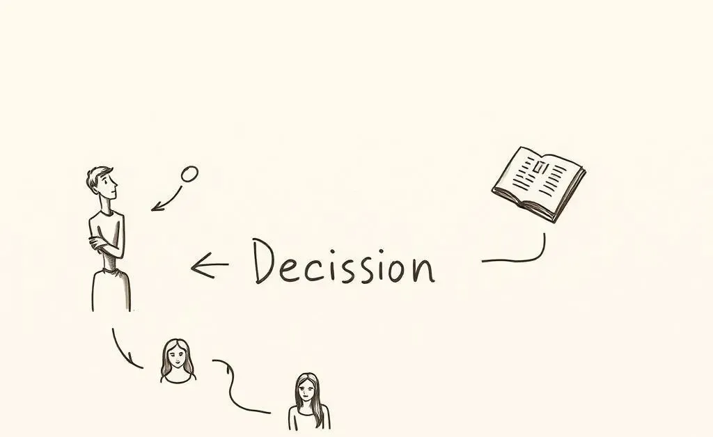 Flowchart illustrating steps of mindful decision-making.