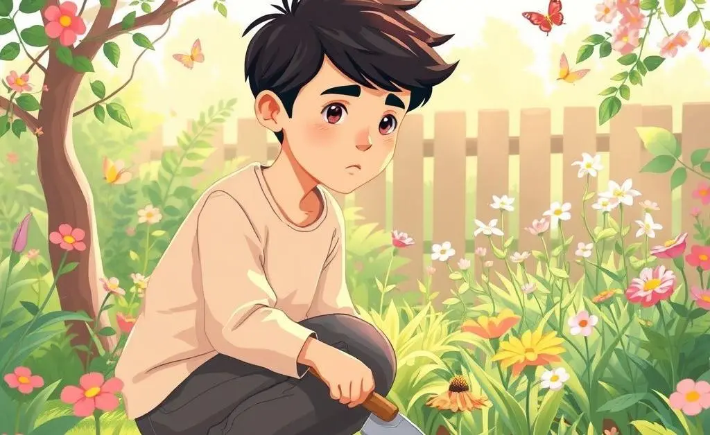 Person gardening mindfully, connecting with nature