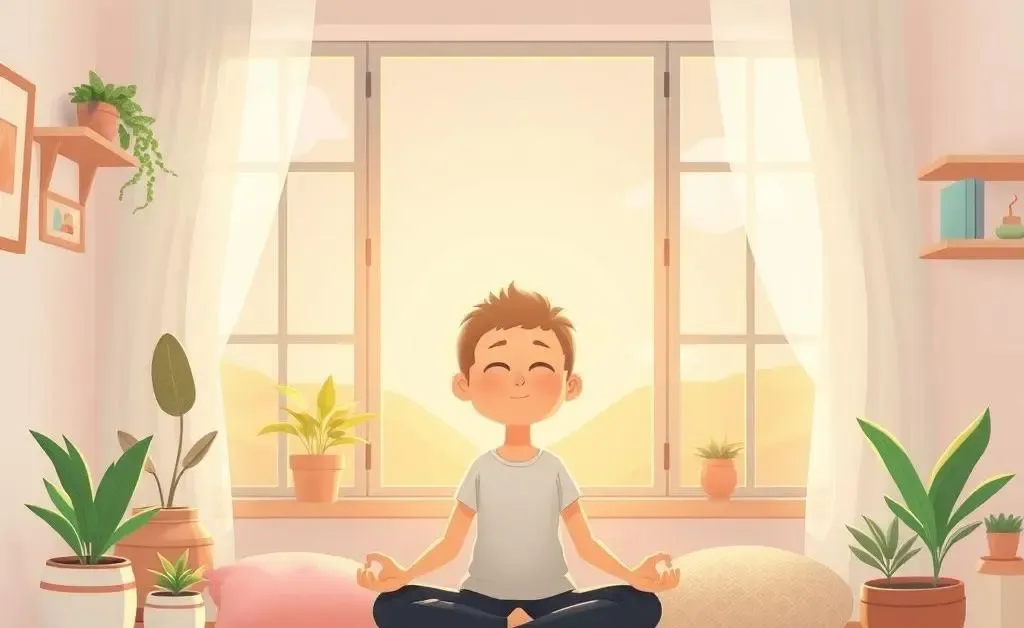 Someone meditating in a serene environment