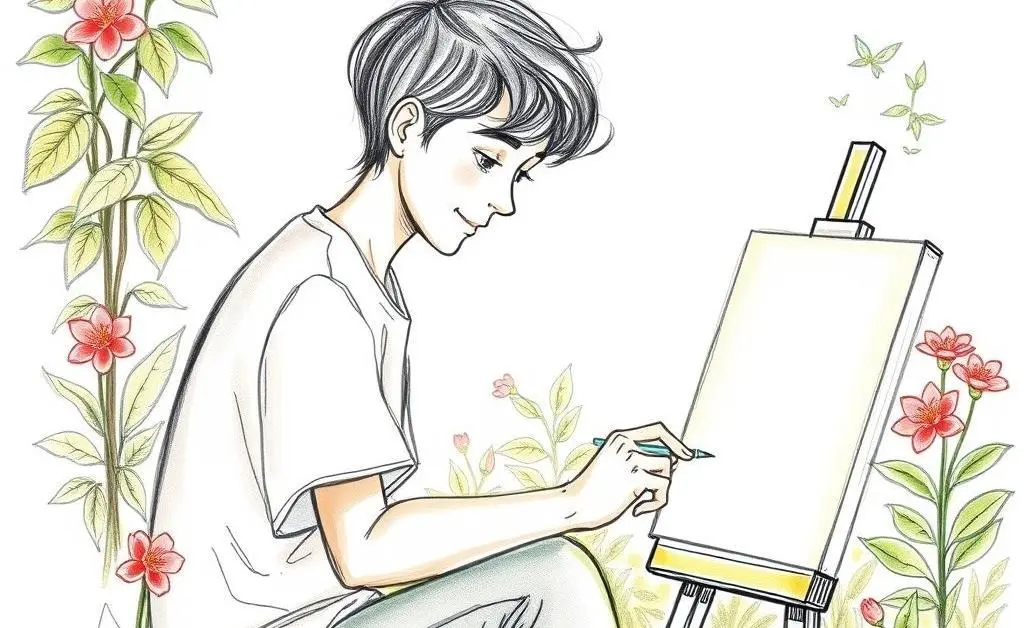 Person engaging in a hobby like painting