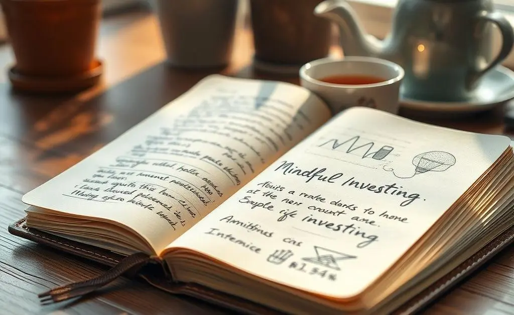 A journal open with notes titled 'Mindful Investing'
