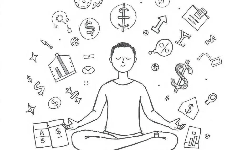 Calm and thoughtful investing illustration.