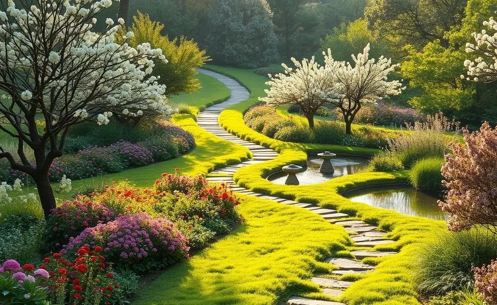 A winding path through a serene garden symbolizing the journey of investment decisions.