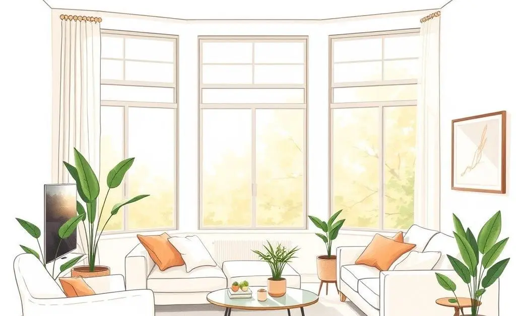 A clean and organized living space with natural light
