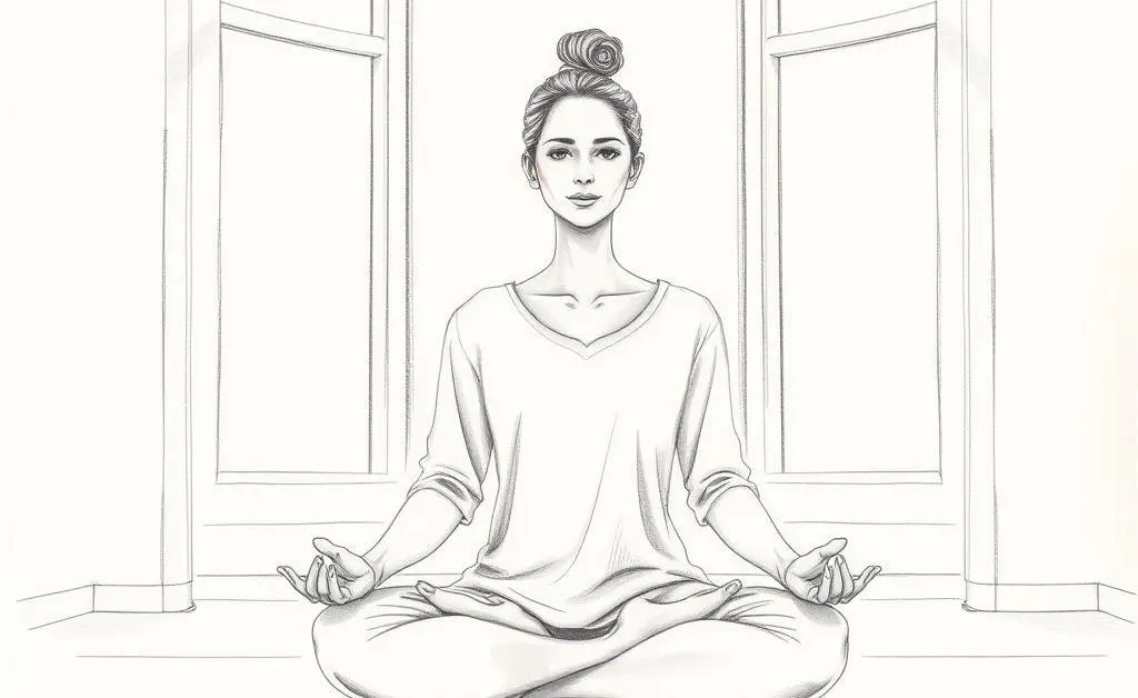 Person meditating in a sunlit room with a peaceful expression