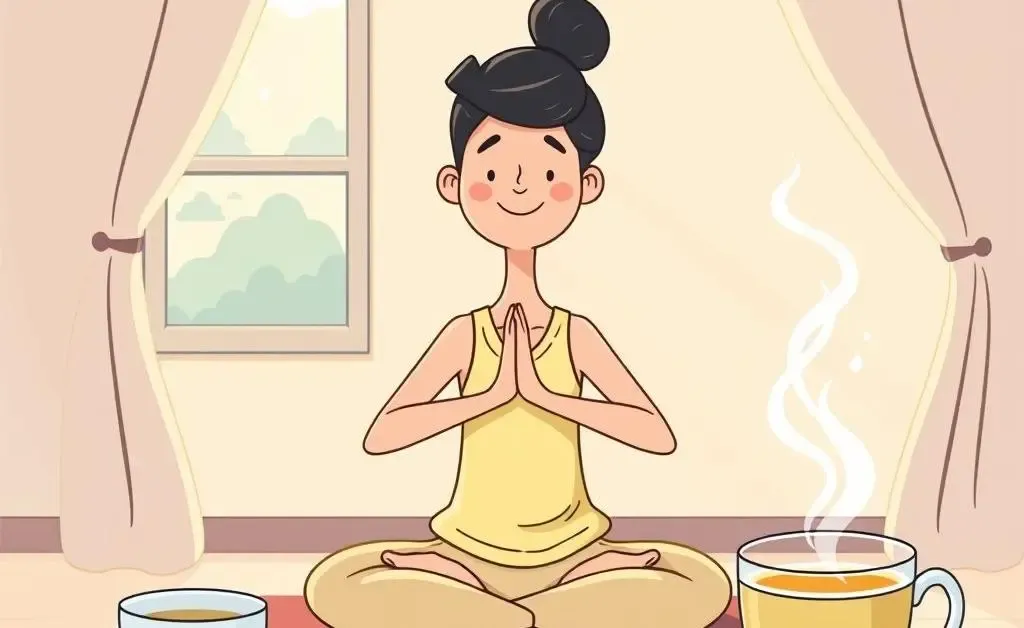 Cartoon of a person with a morning routine