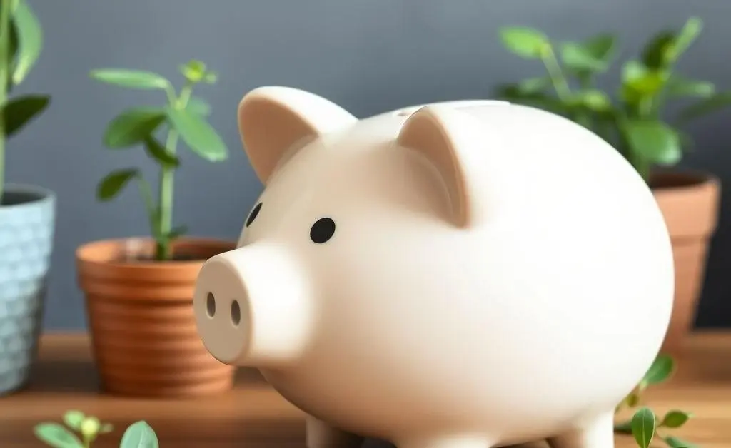 A modern piggy bank symbolizing mindful saving
