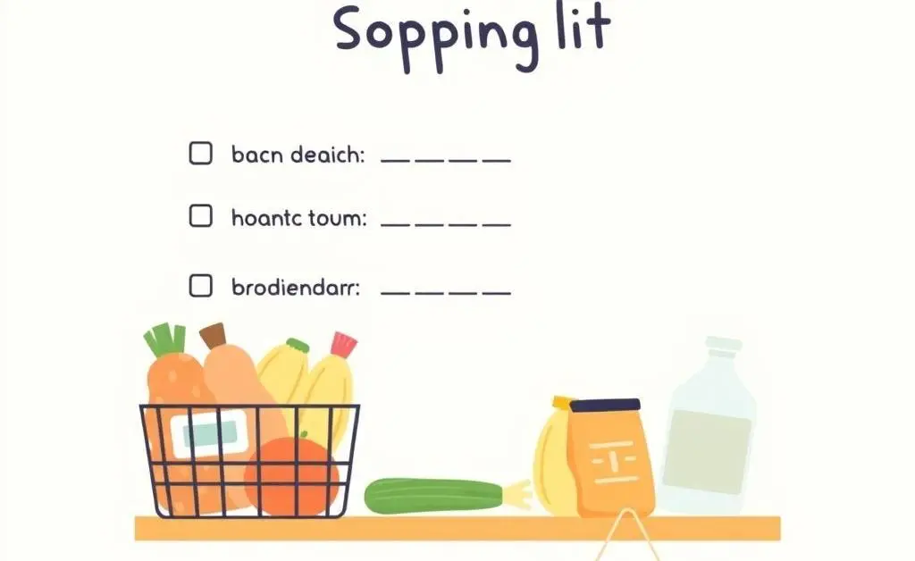 A simple shopping list with a calm color palette