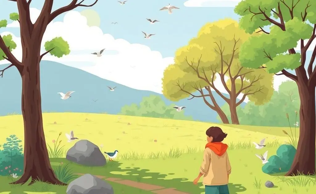 Person taking a mindful walk in nature