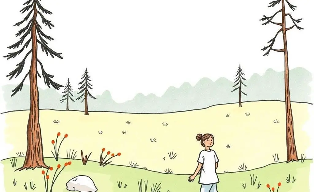Someone walking mindfully in a serene natural setting