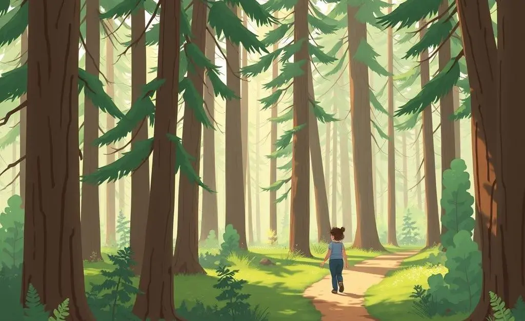Person walking through a serene forest trail