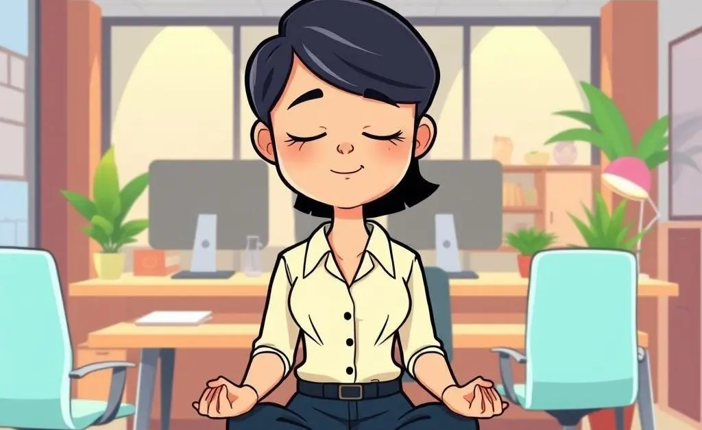 Office worker practicing mindfulness during the workday