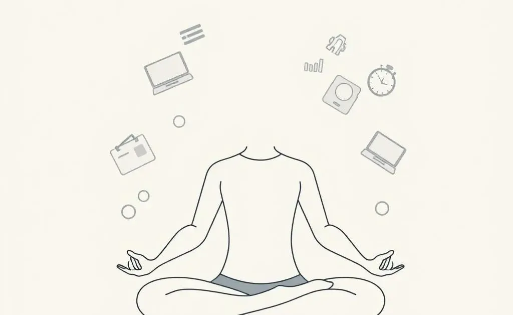 Person practicing mindfulness in a workplace setting