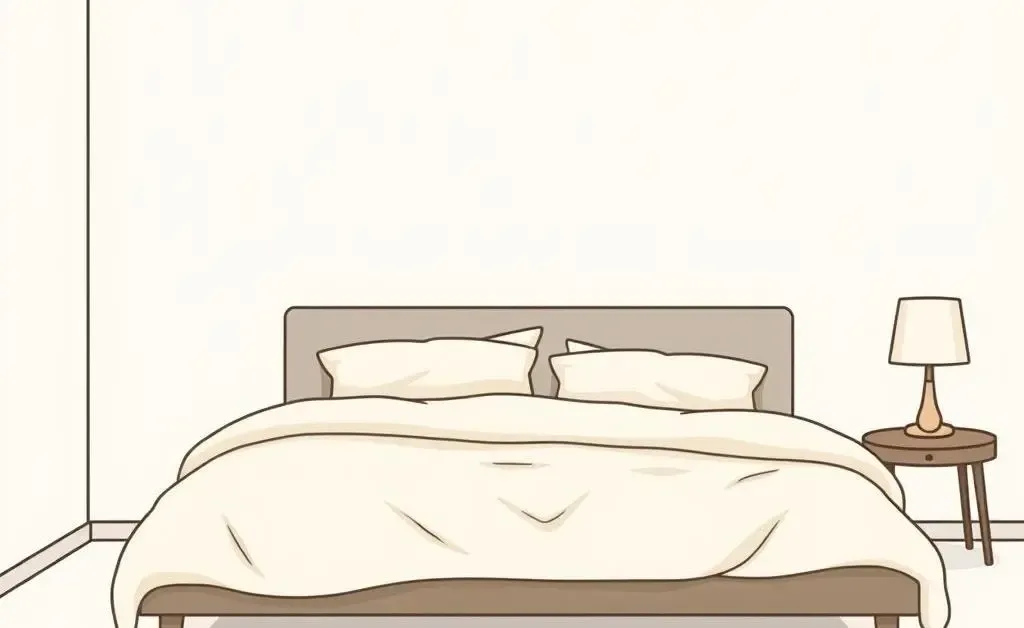 A minimalist bedroom with a plush bed and simple bedside table