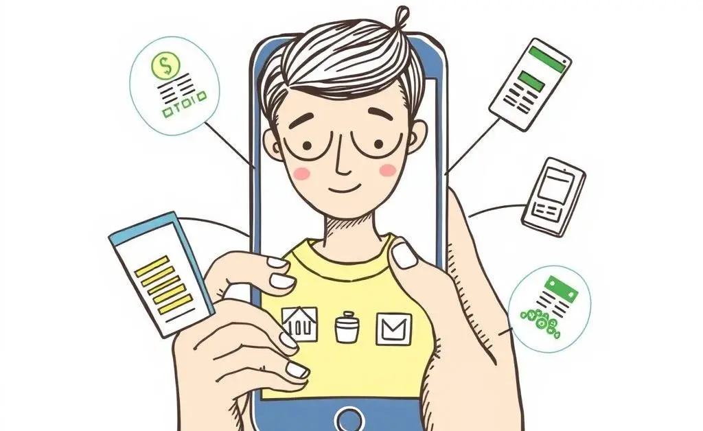 Person managing finance apps on a smartphone