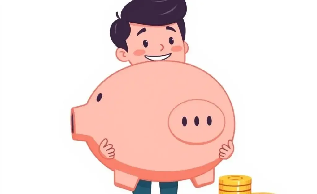 Person holding a giant piggy bank