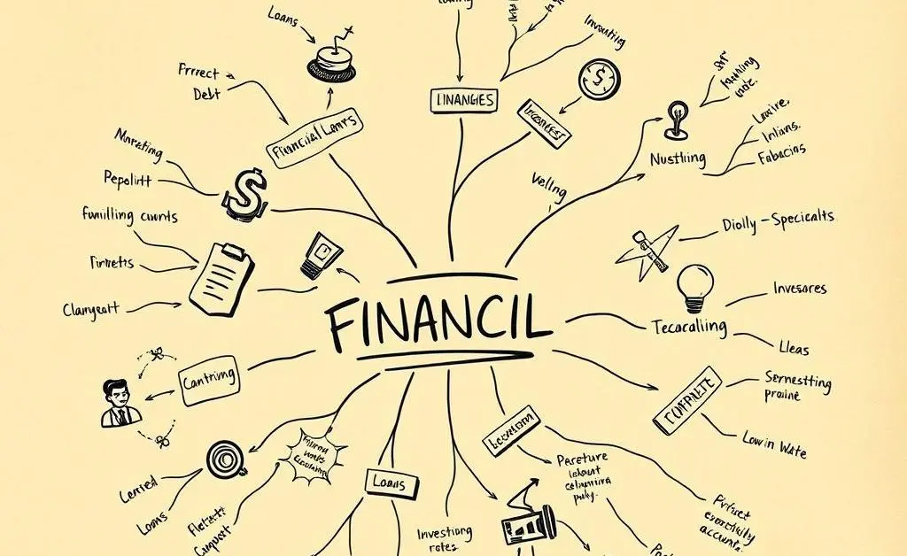 Mind map with financial elements