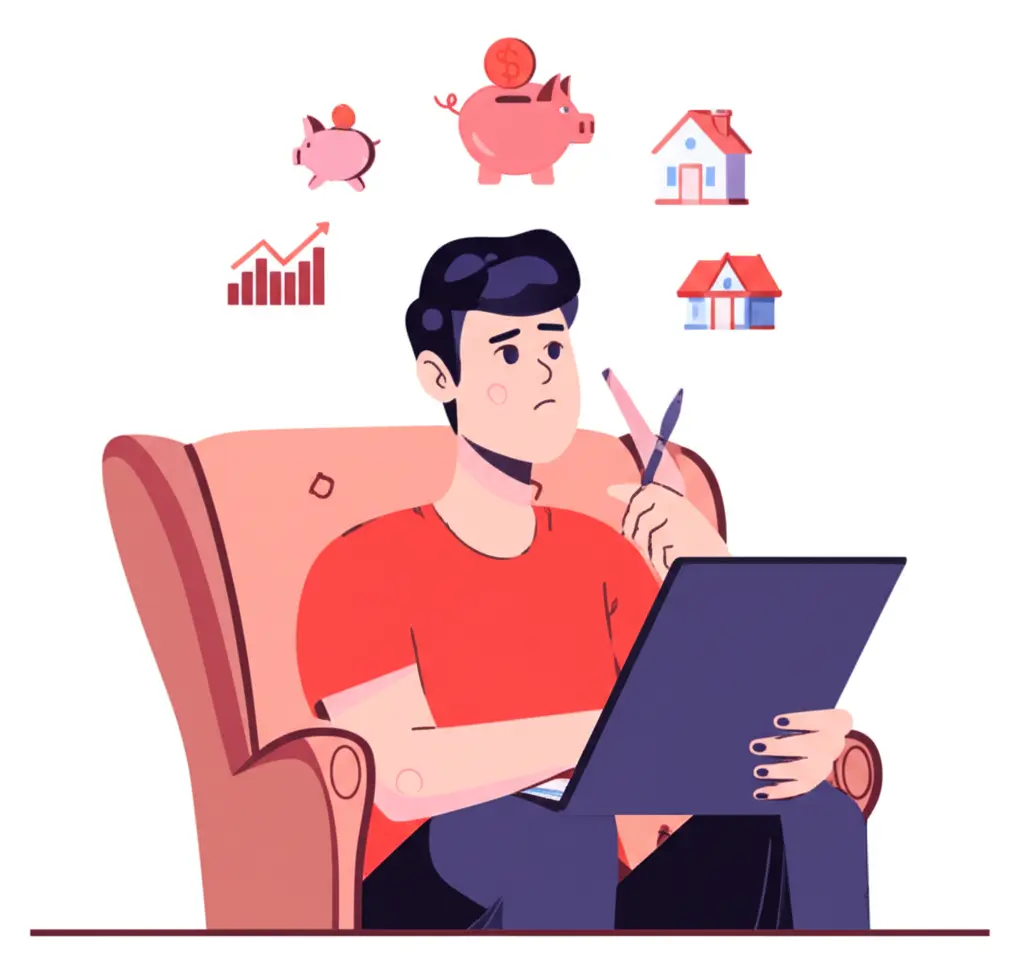 Person pondering financial options