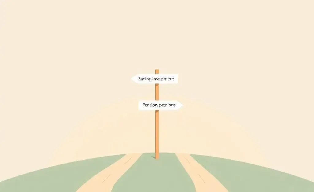 Diverging pathways labeled with retirement options
