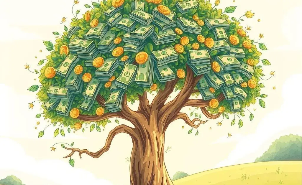 Tree with money as leaves, symbolizing financial growth
