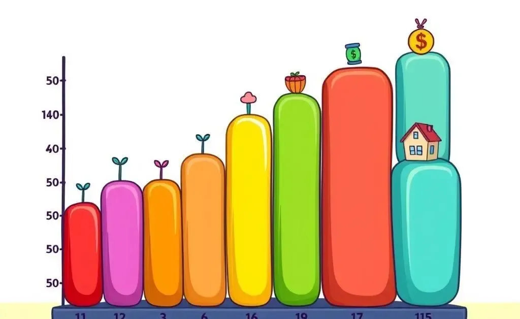 A colorful bar chart illustrating a monthly expenses breakdown.