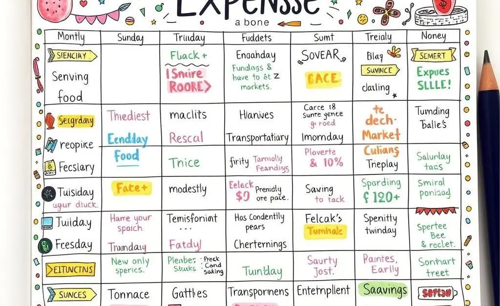 Colorful monthly expense tracker.