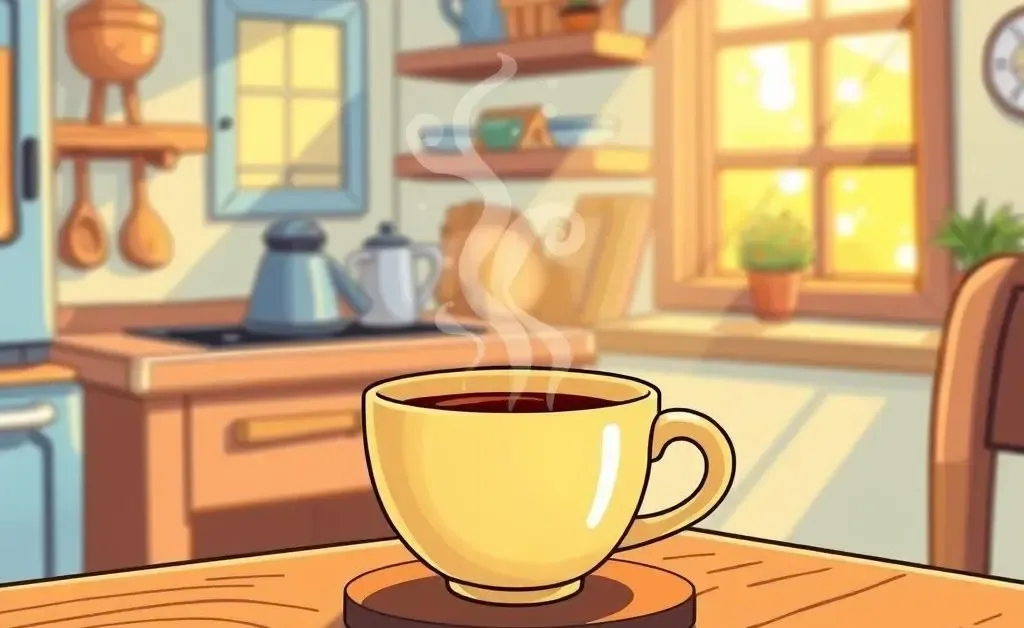 A soothing image of morning coffee with sunlight