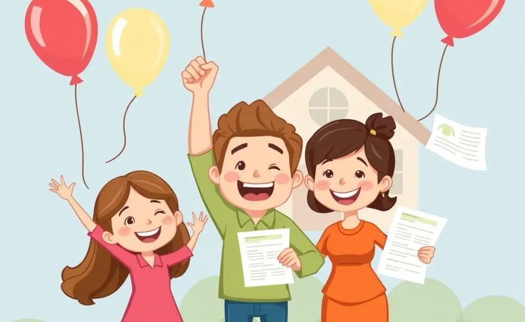 Family celebrating mortgage approval