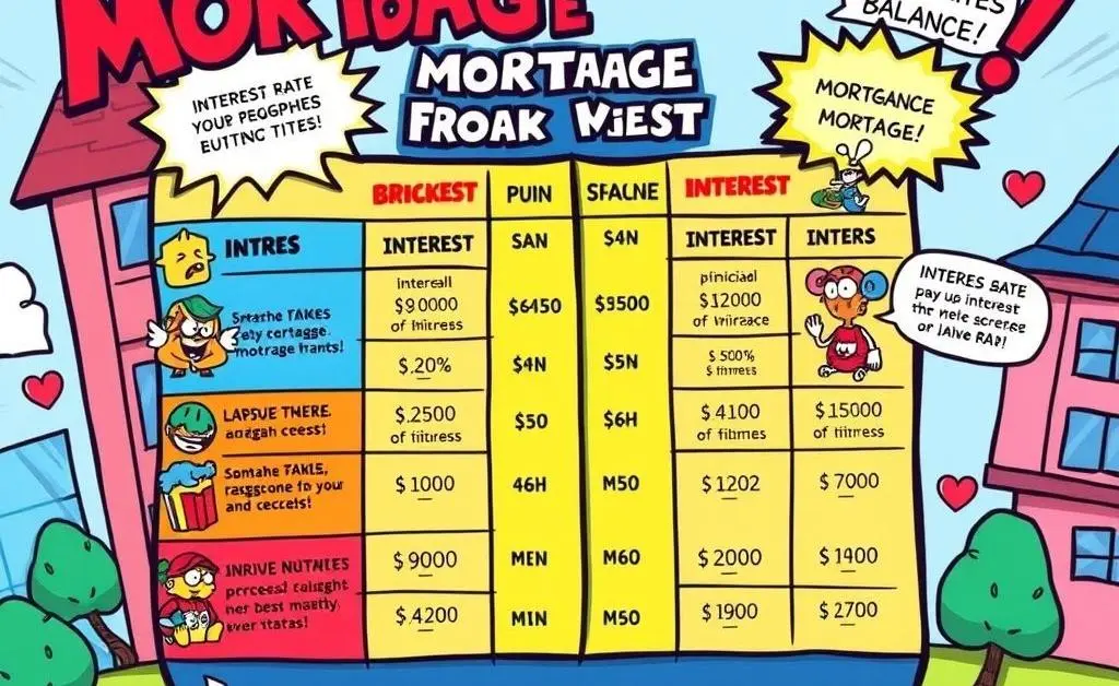 A chart comparing different mortgage types based on interest and principal balance