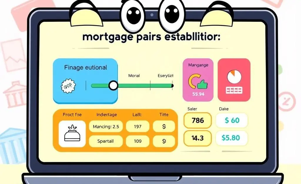 A cartoon laptop screen showing a mortgage penalty calculator.