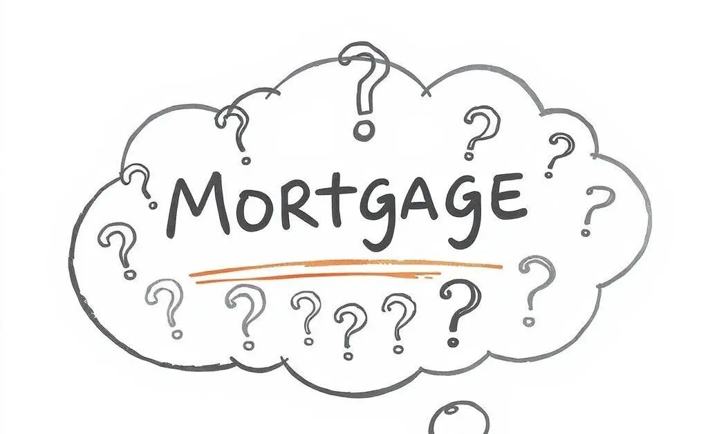 Thought bubble with question marks relating to mortgages