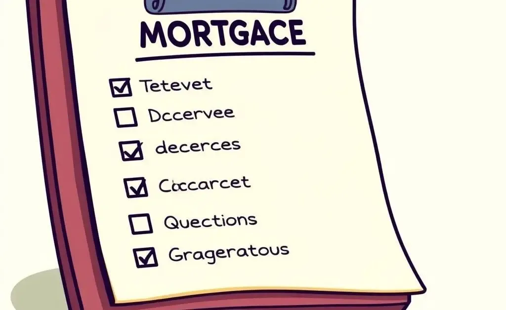 Cartoon-style checklist with mortgage questions
