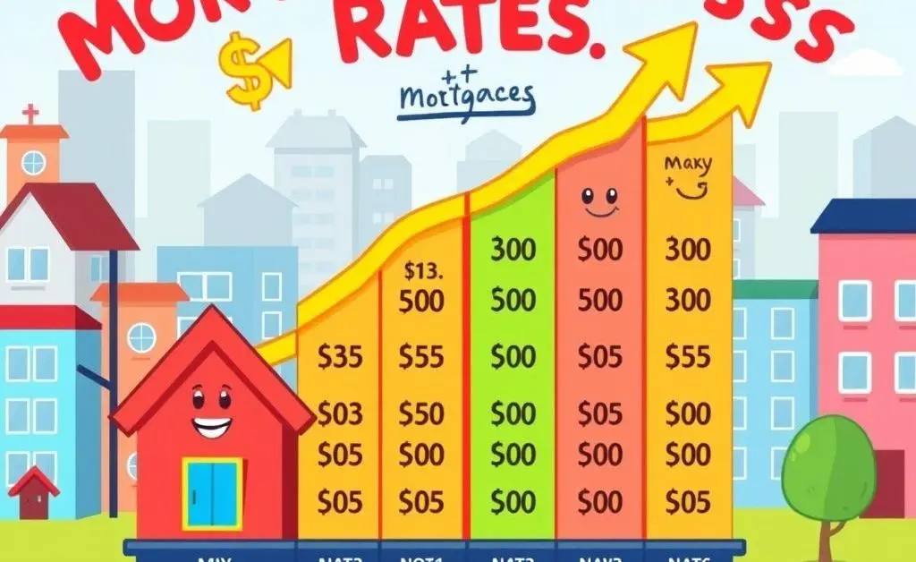 A colorful chart comparing different mortgage rates, cartoon-style.