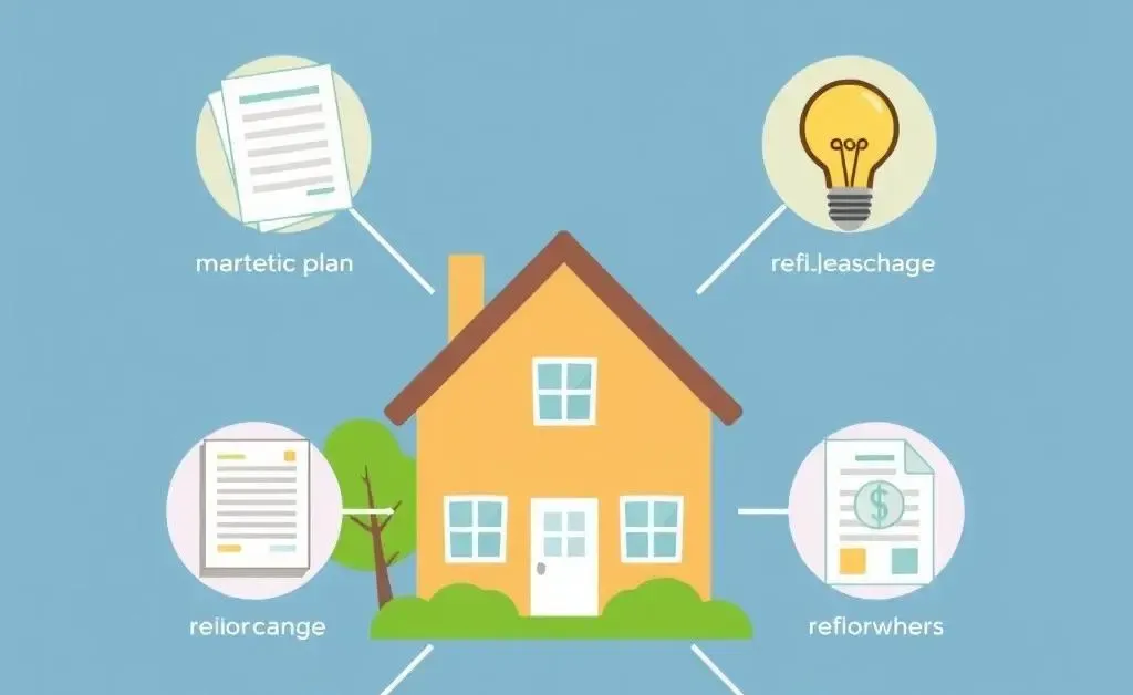 A strategic plan for mortgage refinancing with icons