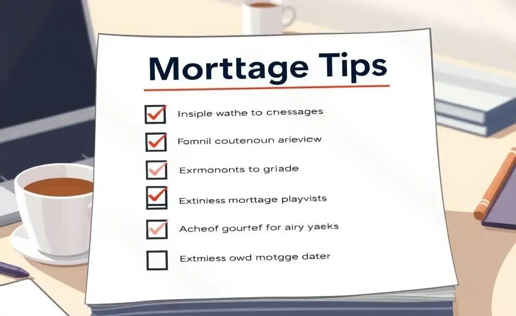 Checklist titled 'Mortgage Tips' with items being checked off.