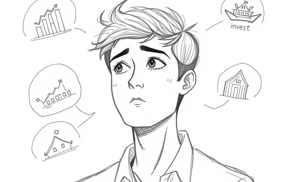 A person with a thoughtful expression, considering different investment paths.