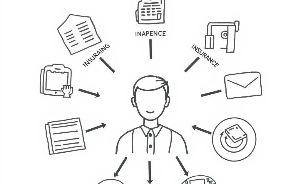 Different insurance options surrounding a person making decisions