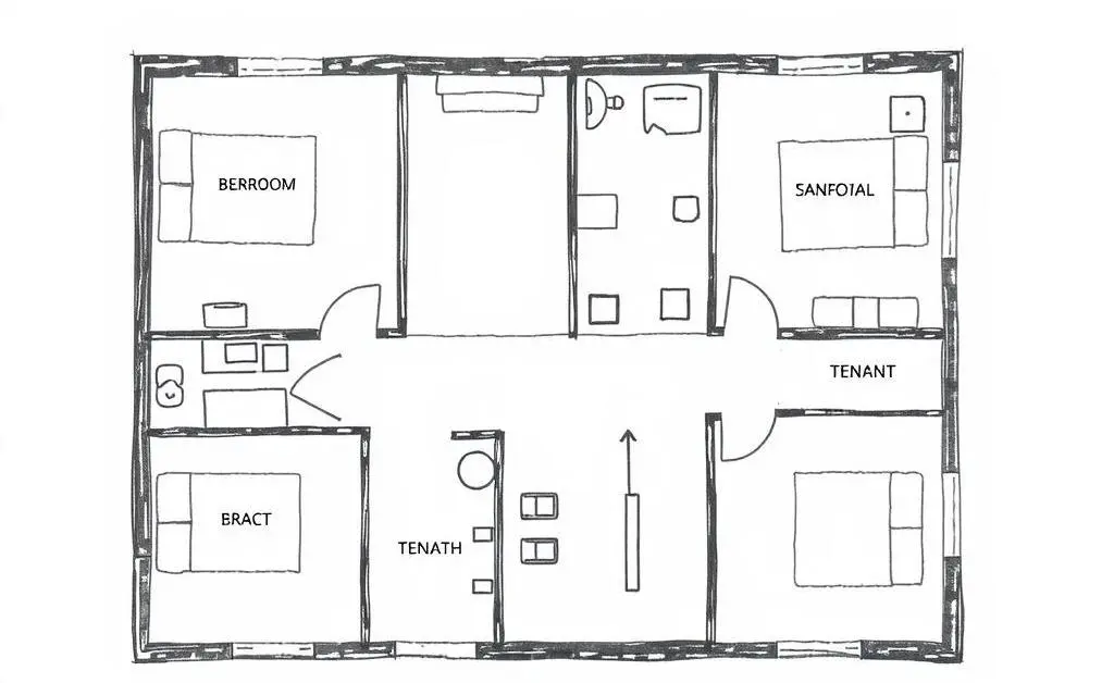 A multi-tenant house floor plan