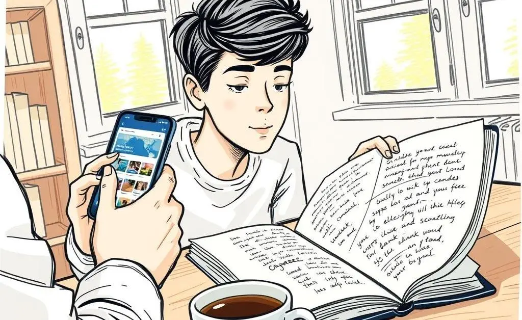 Student multitasking with bank apps on a phone
