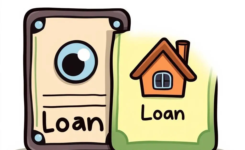 A cartoon-style image of a mystery card labeled 'Loan' next to a house icon