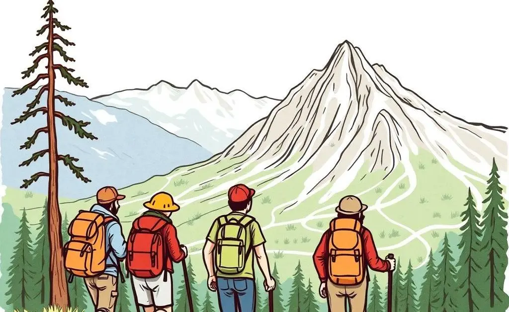Travelers enjoying a hike in nature