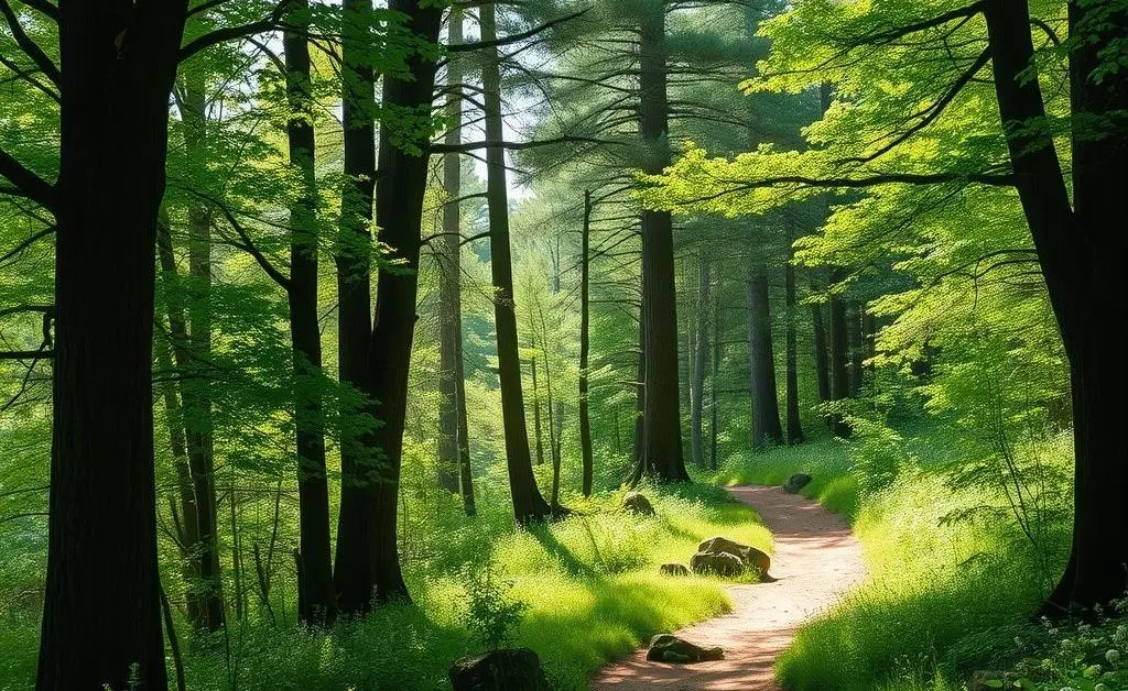 A tranquil nature walk scene for meditation