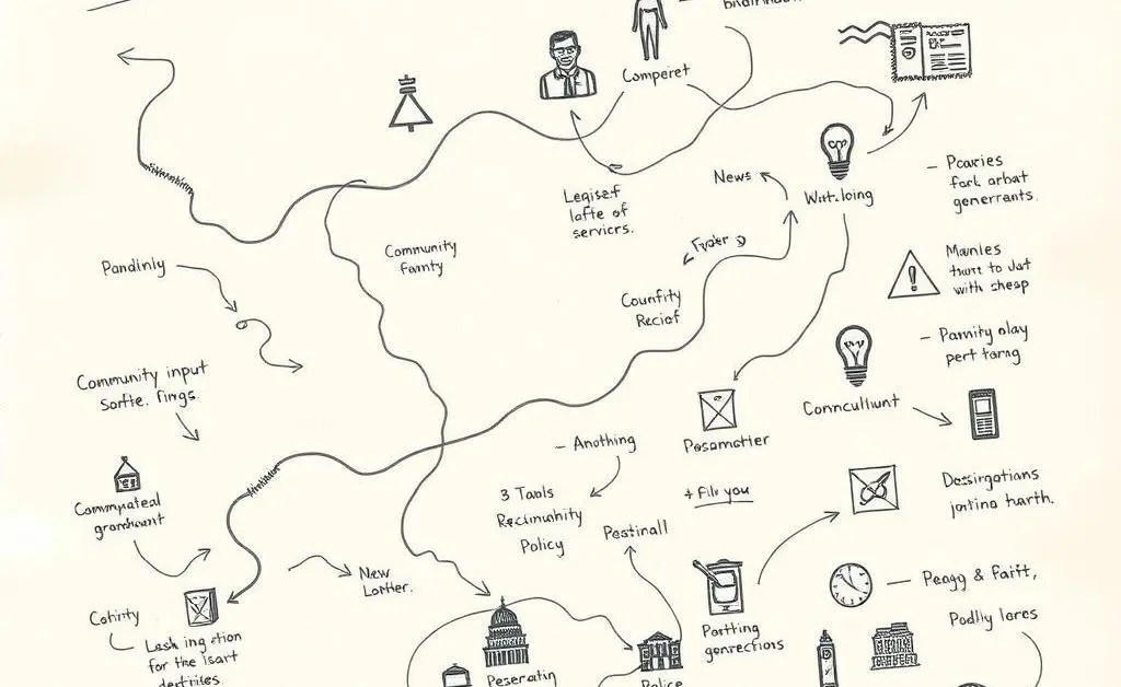 Conceptual map showing paths through policy changes.