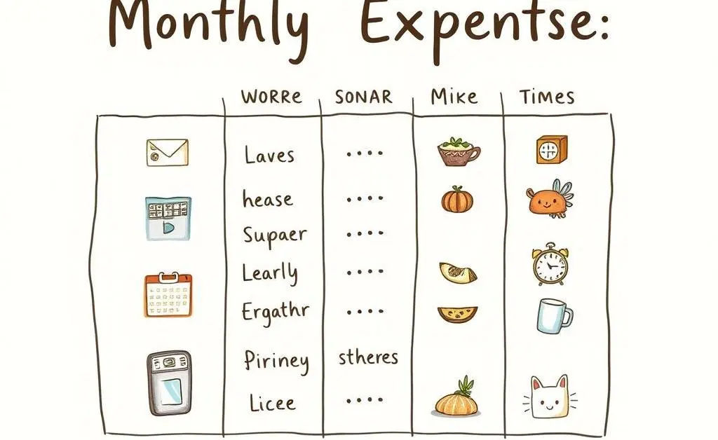 Checklist of essential monthly expenses