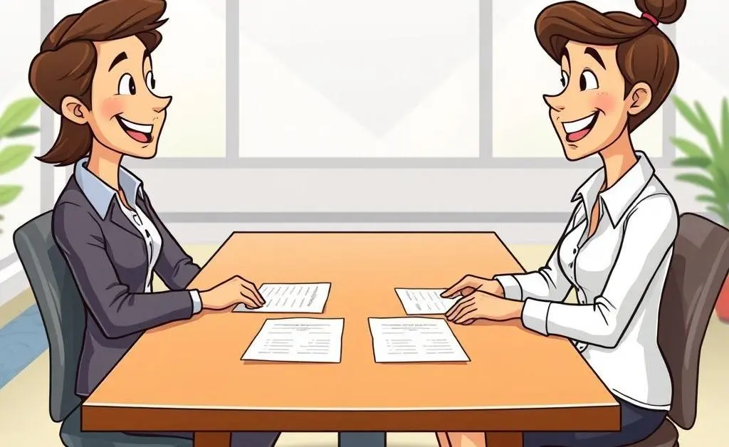 Two people negotiating debt resolution.